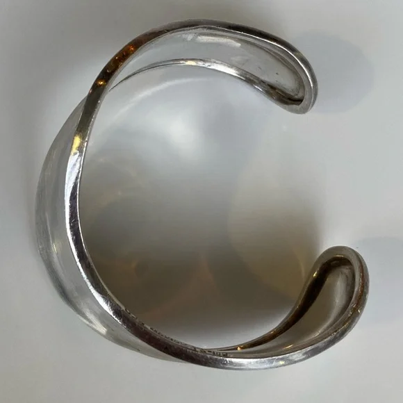 Vintage 925 TAXCO Mexico Sterling Silver Wave Cuff Bracelet - Picture 7 of 8